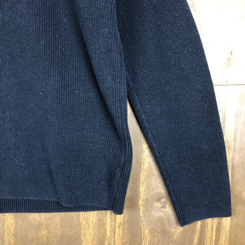 Calvin Klein Mens Sweater Black Knitted 1/4 Zip 100% Cotton Ribbed Large - Picture 5 of 12